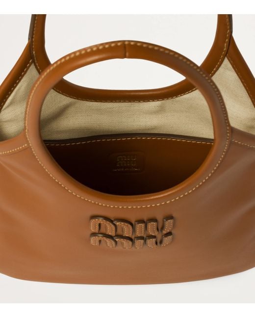 Miu Miu Brown Leather Ivy Top-Handle Bag