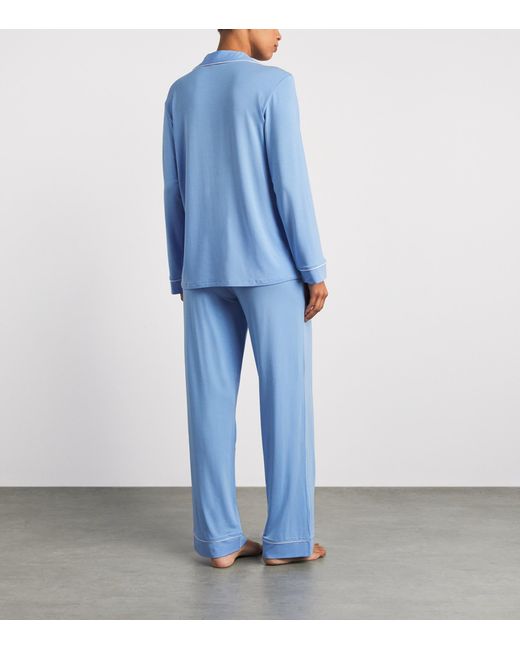 Eberjey Blue Gisele Long Piped Pyjama Set