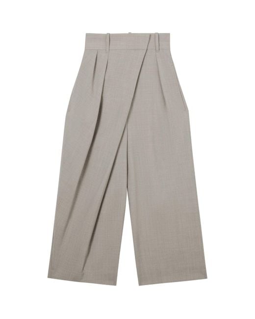 Loewe Gray Wool Cropped Wrap Trousers