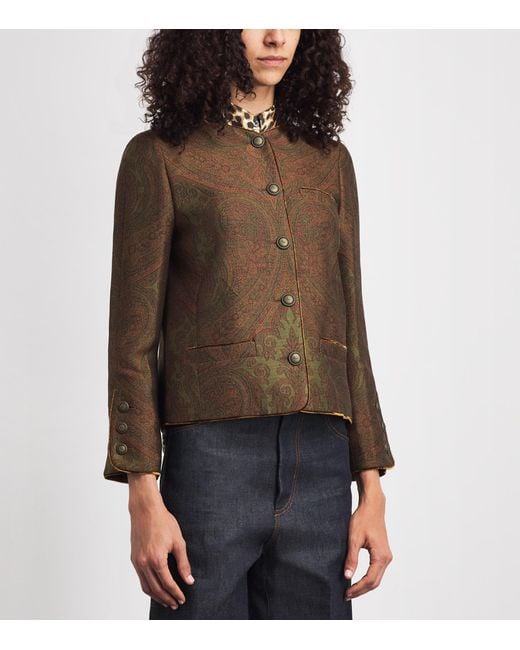 Etro Brown Paisley Cropped Jacket