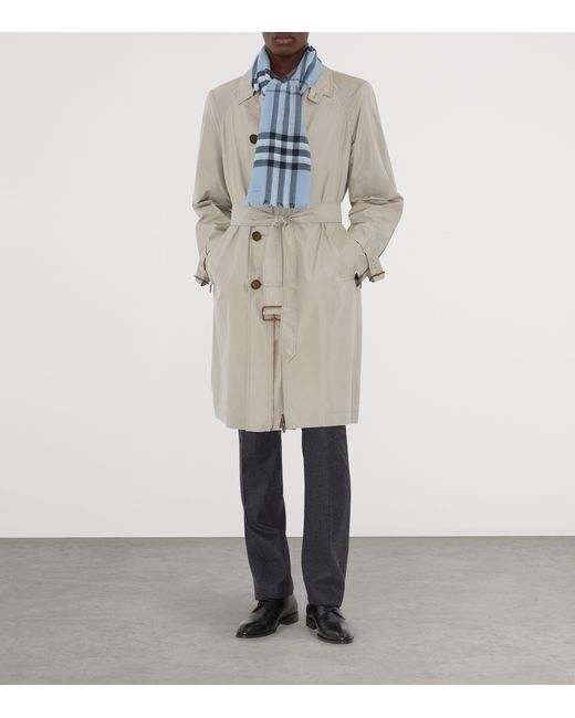 Burberry Blue Wool Wide Check Scarf