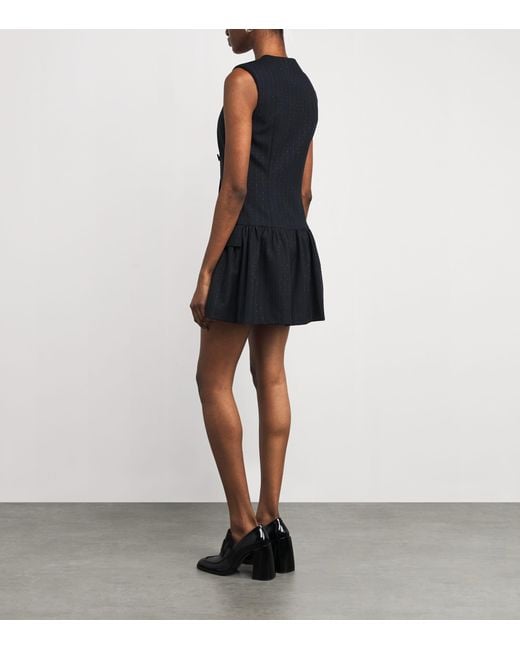 Sandro Embellished Pinstripe Mini Dress in Black | Lyst