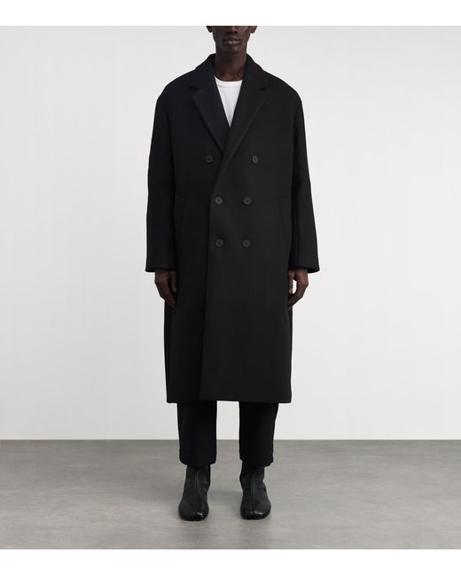 Studio Nicholson Black Wool-Blend Double-Breasted Diall Overcoat for men