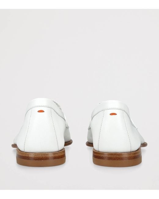 Santoni White Leather Luce Loafers