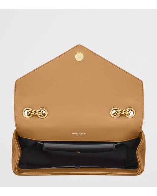 Saint Laurent Natural Small Suede Loulou Shoulder Bag