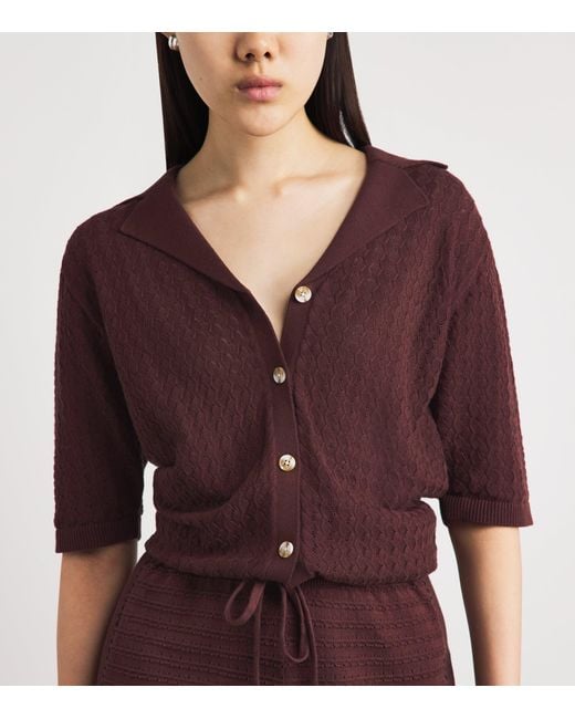 Varley Red Cotton Knit Madelene Shirt