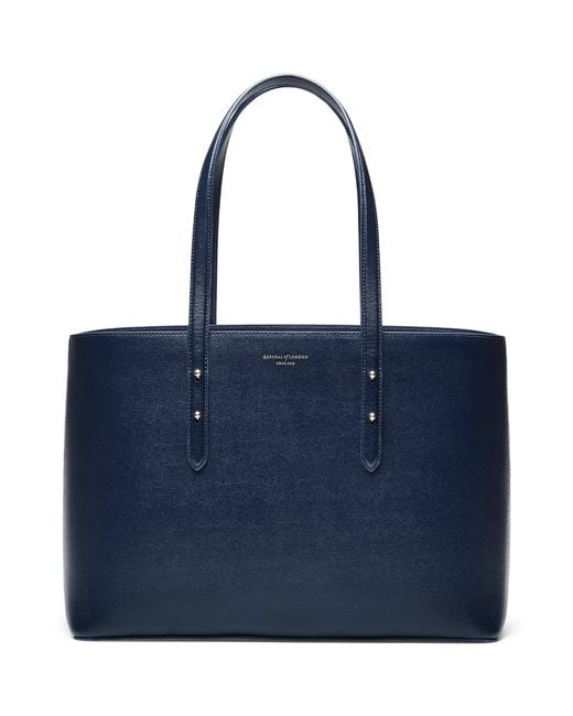 Aspinal Blue Leather Regent Tote Bag