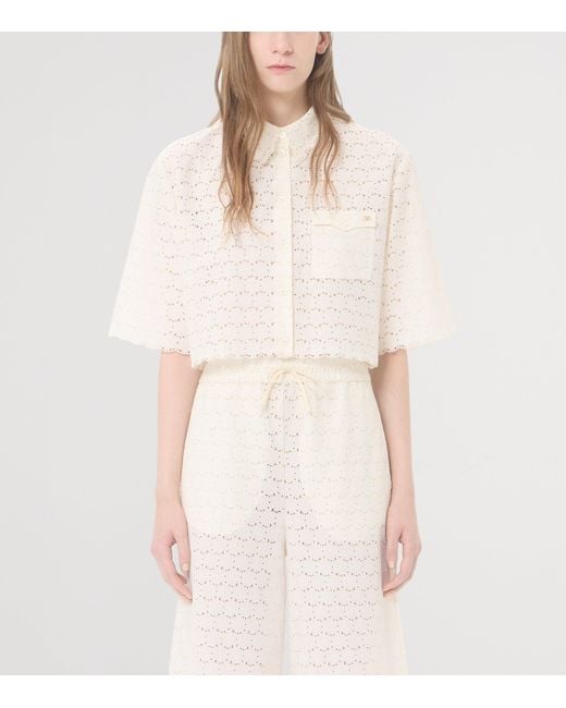 Valentino Natural Cropped Broderie Anglaise Shirt