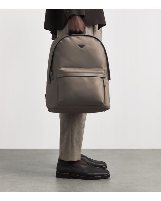 Emporio Armani Gray Logo Backpack for men