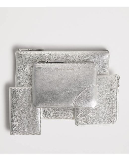 Comme des Garçons Gray Small Leather Half-Zip Wallet for men