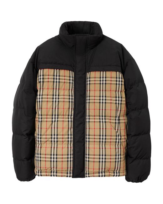 Burberry Black Reversible Check Puffer Jacket for men