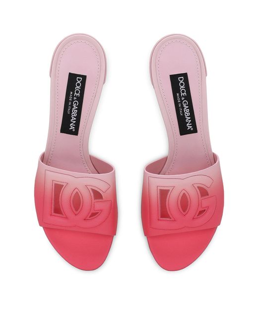 Dolce & Gabbana Pink Leather Dg Heeled Mules