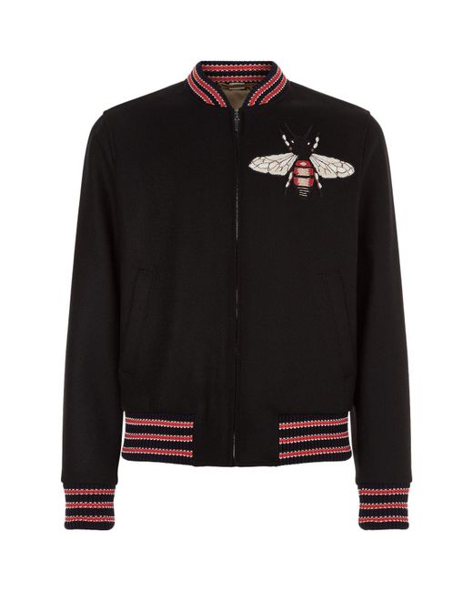 Gucci Black Embroidered Bumble Bee Jacket