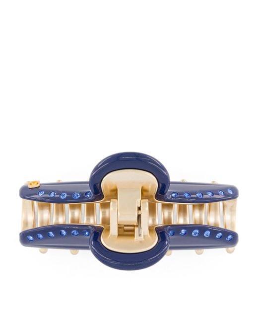 Alexandre De Paris Blue Plated Claw Hair Clip