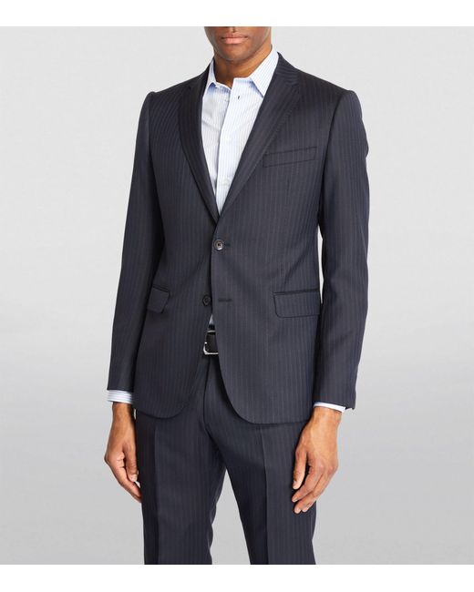 Emporio Armani Blue Virgin Wool Pinstripe 2-piece Suit for men