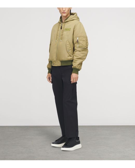 McQueen Green Logo Appliqué Bomber Jacket for men