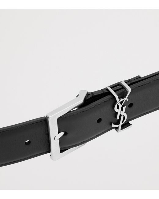 Saint Laurent White Calfskin Cassandre Belt
