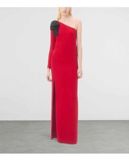 Valentino Red Silk One-Shoulder Gown