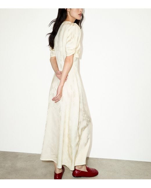 MAX&Co. White Satin V-Neck Midi Dress
