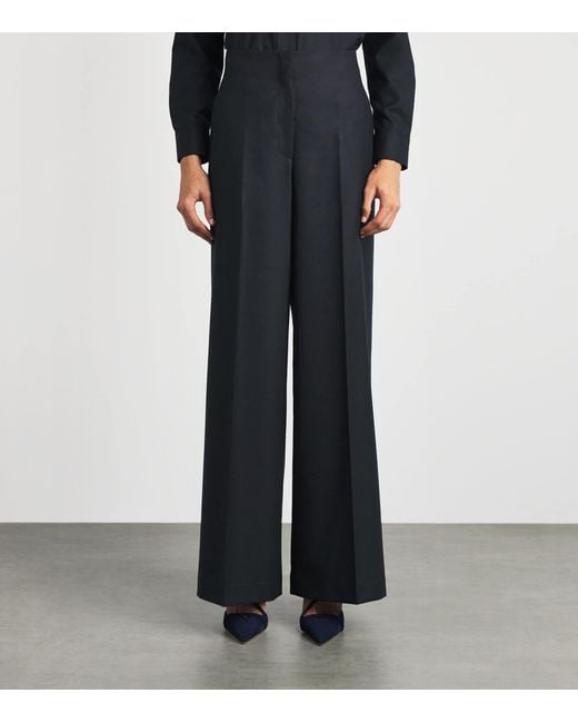 Lafayette 148 New York Black Linen Thames Wide-Leg Trousers