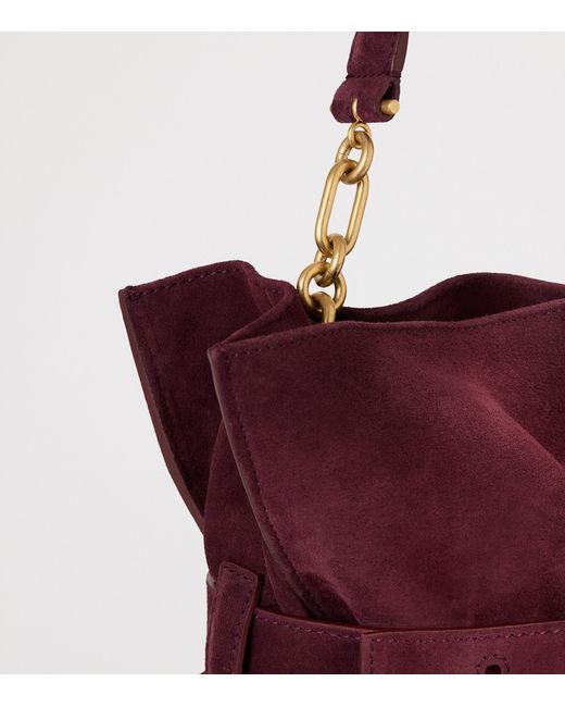 Balmain Purple Medium Suede Anthem Shoulder Bag