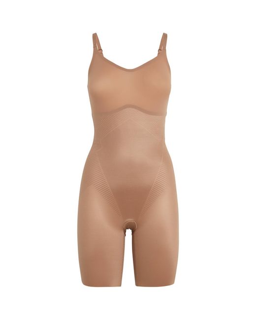 Spanx Brown Invisible Shaping Mid-thigh Bodysuit