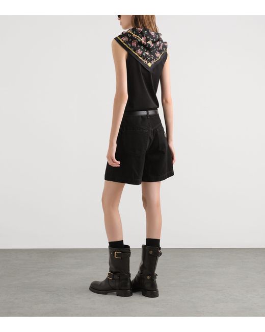Dolce & Gabbana Black Cotton Scarf-Detail Tank Top