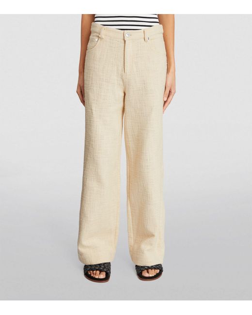 Staud Natural Tweed Grayson Wide-leg Trousers