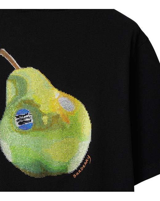 Burberry Blue Cotton Pear Print T-shirt for men