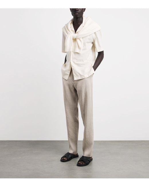 Sunspel Gray Linen Drawstring Trousers for men