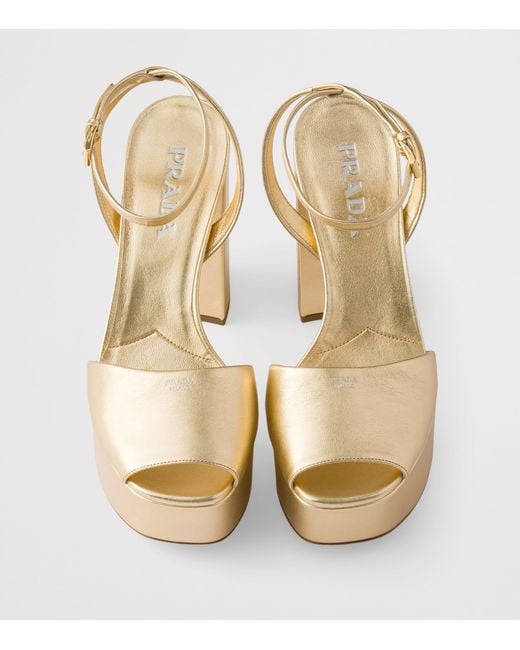 Prada Metallic Leather Platform Sandals