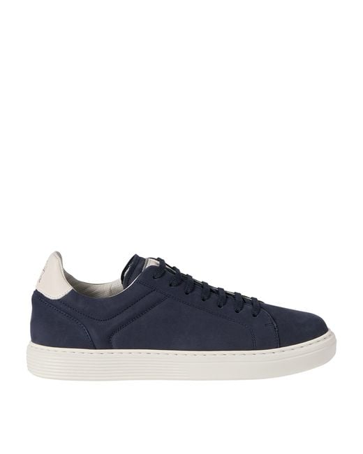 Brunello Cucinelli Blue Suede Lace-Up Sneakers for men