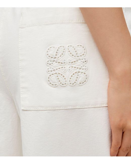 Loewe White X Paula's Ibiza Cotton Cropped Wide-leg Trousers