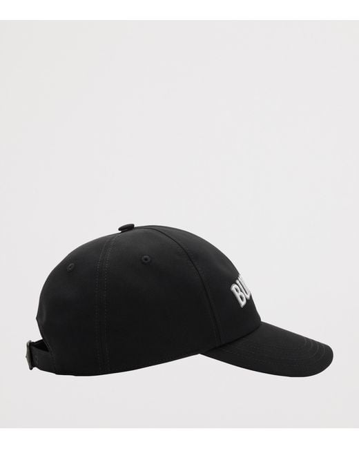 Burberry Black Cotton Gabardine Logo Baseball Cap for men
