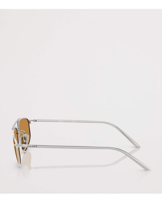 Prada Natural Metal Rectangular Sunglasses