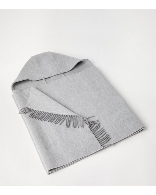 Brunello Cucinelli Gray Wool-Cashmere Hood Scarf
