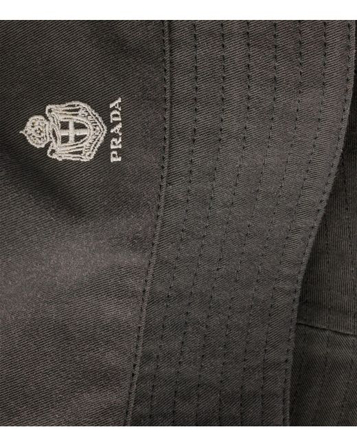 Prada Black Old Gabardine Bucket Hat for men