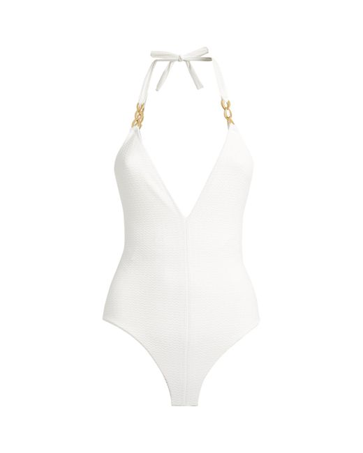 Melissa Odabash Synthetic Halterneck Naples Swimsuit in White | Lyst