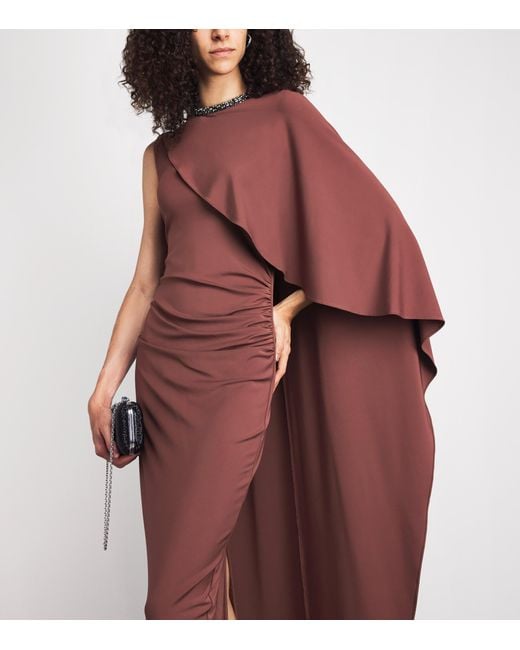 Roland Mouret Red Jersey Crystal-Embellished Column Dress