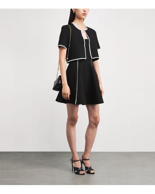 Maje Black Cropped Contrast-Dot Cardigan