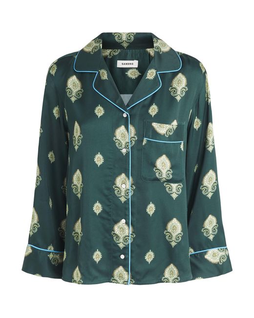 Sandro Green Paisley Pyjama-Style Shirt