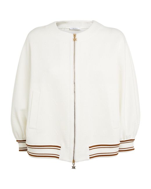 Max Mara Jersey Bomber Jacket in White | Lyst