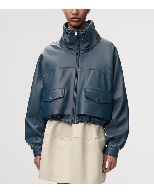 Loewe Blue Lambskin Bomber Jacket
