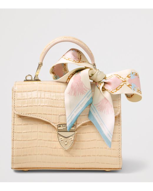 Aspinal Natural Mini Leather Mayfair Top-Handle Bag