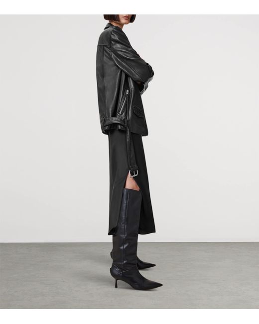 AllSaints Black Leather Billie Biker Jacket