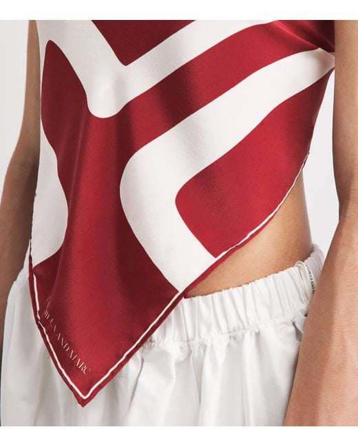 Camilla & Marc Red Silk Printed Scarf Top
