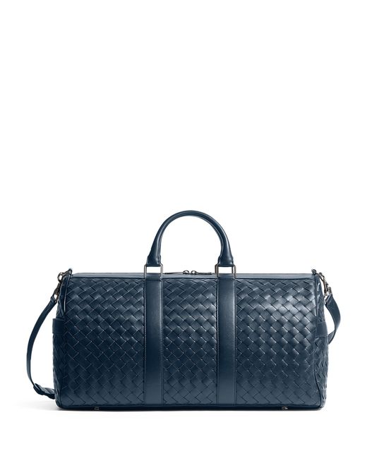Bottega Veneta Blue Leather Intrecciato Duffle Bag for men