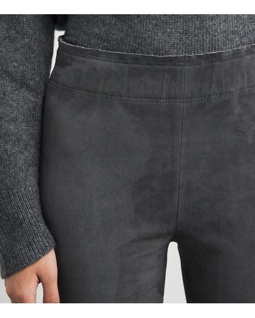 Iris Von Arnim Gray Suede Philine Straight Trousers