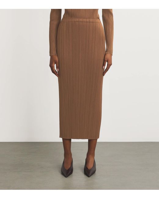 Pleats Please Issey Miyake Brown New Colourful Basics Maxi Skirt