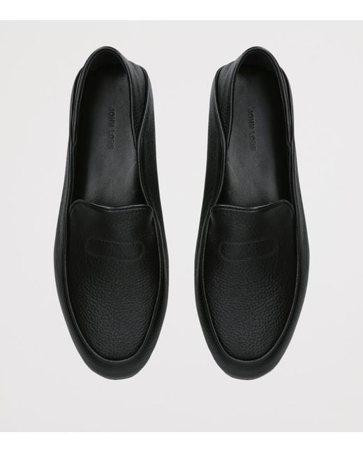 John Lobb Black Leather Kingston Ii Slippers for men